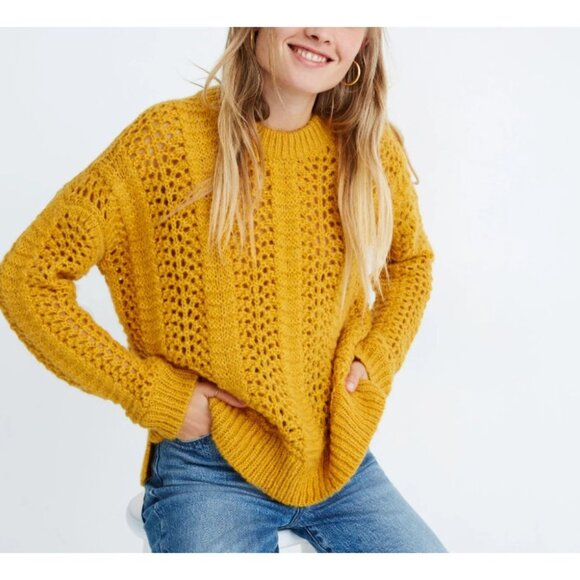 Madewell Wool Alpaca Blend Pullover Sweater Size Medium Windemere Pointelle - Picture 1 of 16